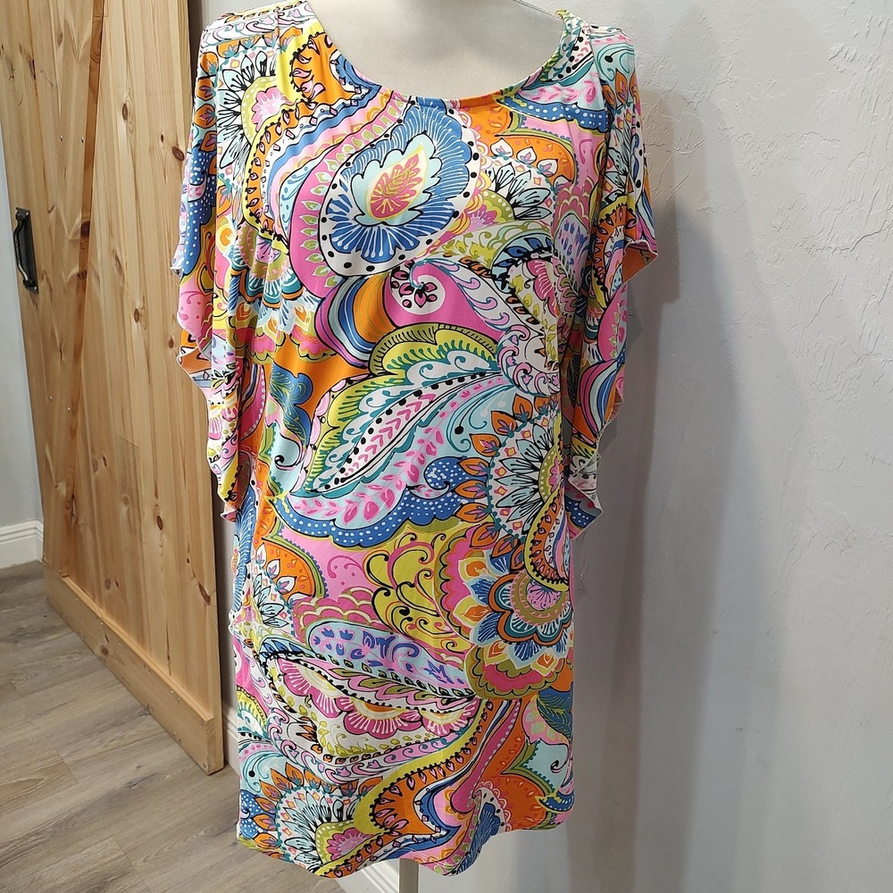 Anne Cole Tropical Beach Swimsuit Coverup Sz L/XL Womens Paisley Print Dress
